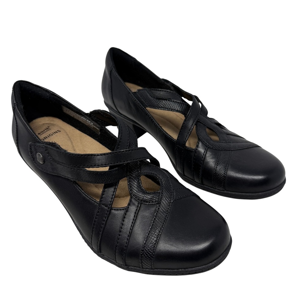 Earth Origins Marietta Macey Pumps Womens 9M Black Excellent Cross Strap Heels